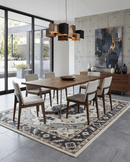Wool Area Rug - Ivory Gray Camel Charcoal Heriz Traditional Design