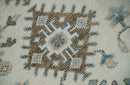 Custom Made Ivory, Peach and Gray Hand knotted Traditional Turkish Design Oushak wool Area Rug