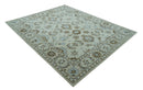 Custom Made Ivory, Taupe and Aqua Traditional Hand Tufted wool area rug