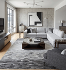 Hand-Stitched Gray and Silver Striped Cowhide Leather Rug - Modern by The Rug Decor
