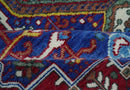 Custom Made Maroon, Blue and ivory Hand Knotted Traditional Wool Rug