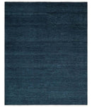 Custom Made Midnight blue Solid Hand knotted Modern wool Area Rug