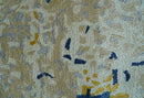 Custom Made Modern Abstract Blue And Beige Hand Tufted Wool-Art Silk Rug