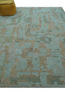 Custom Made Modern Abstract Blue Hand Tufted Wool Area Rug