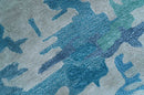 Custom Made Modern Abstract Blue Hand Tufted Wool Art-Silk Rug