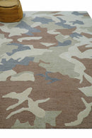 Custom Made Modern Abstract Design Beige Hand Tufted Wool Area Rug