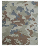 Custom Made Modern Abstract Design Beige Hand Tufted Wool Area Rug