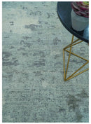 Custom Made Modern Abstract Design Blue And Gray Hand Knotted Wool Area Rug by The Rug Decor