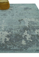 Custom Made Modern Abstract Design Blue And Gray Hand Knotted Wool Area Rug by The Rug Decor