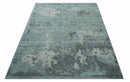Custom Made Modern Abstract Design Blue And Gray Hand Knotted Wool Area Rug by The Rug Decor