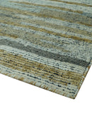 Custom Made Modern Abstract Design Brown And Gray Hand Knotted Wool Area Rug
