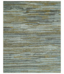 Custom Made Modern Abstract Design Brown And Gray Hand Knotted Wool Area Rug