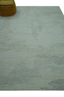 Custom Made Modern Abstract Design Ivory, Blue and Brown Hand Tufted Wool Area Rug