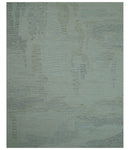 Custom Made Modern Abstract Design Ivory, Blue and Brown Hand Tufted Wool Area Rug
