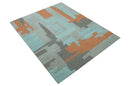 Custom Made Modern Abstract Gray And Blue Hand Tufted Wool Area Rug