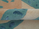 Custom Made Modern Animal Pattern Teal And Beige Hand Tufted Wool Area Rug