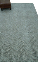 Custom Made Modern Chevron Ivory And Brown Hand Tufted Wool Area Rug