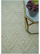 Beige Wool Hand Knotted Area Rug - Modern Contemporary Design Artisanal Custom Made by The Rug Decor