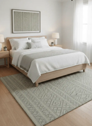 Beige Wool Hand Knotted Area Rug - Modern Contemporary Design Artisanal Custom Made by The Rug Decor