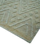 Beige Wool Hand Knotted Area Rug - Modern Contemporary Design Artisanal Custom Made by The Rug Decor