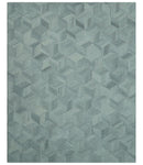 Custom Made Modern Geometrical Gray Hand Tufted Natural Wool Area Rug