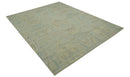 Custom Made Modern Ikat Design Beige And Blue Hand Knotted Wool Area Rug
