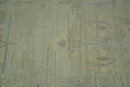 Custom Made Modern Ikat Design Beige And Blue Hand Knotted Wool Area Rug