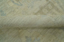 Custom Made Modern Ikat Design Beige And Blue Hand Knotted Wool Area Rug