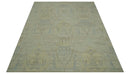 Custom Made Modern Ikat Design Beige And Blue Hand Knotted Wool Area Rug