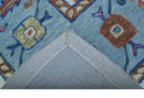 Custom Made Modern Oushak Ivory And Blue Hand Tufted Wool Area Rug