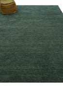 Custom Made Modern Solid Green Hand Tufted Wool Area Rug