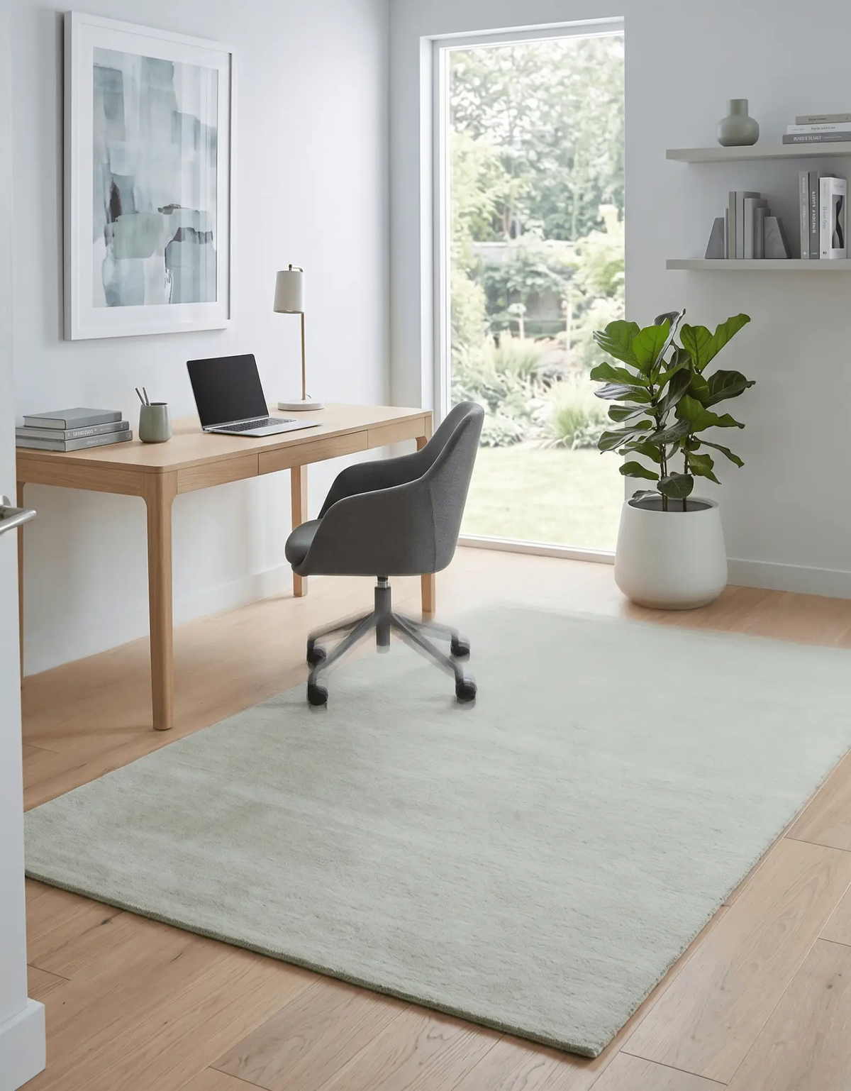 Ivory White Hand Tufted Wool Area Rug - Custom Layering Size, photo 2 of 11