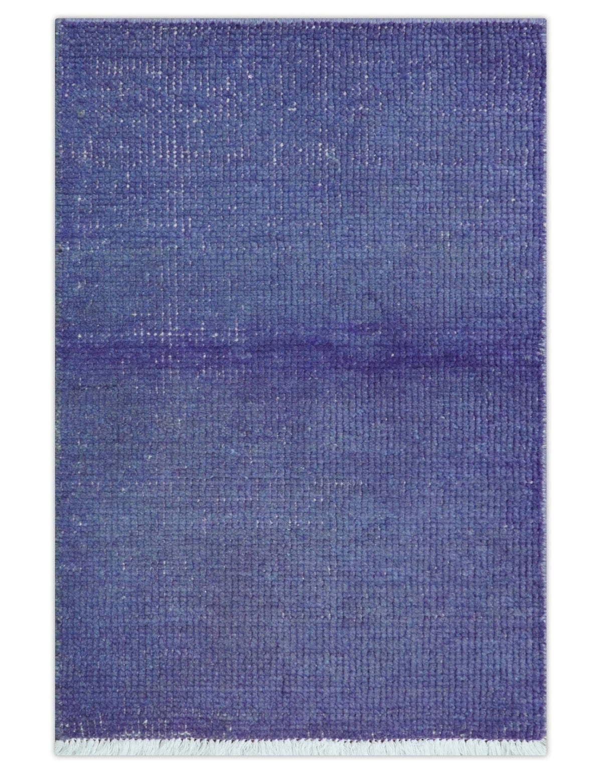 Overdyed Blue Hand-Knotted Wool Area Rug Modern Minimalist Design, photo 2 of 9