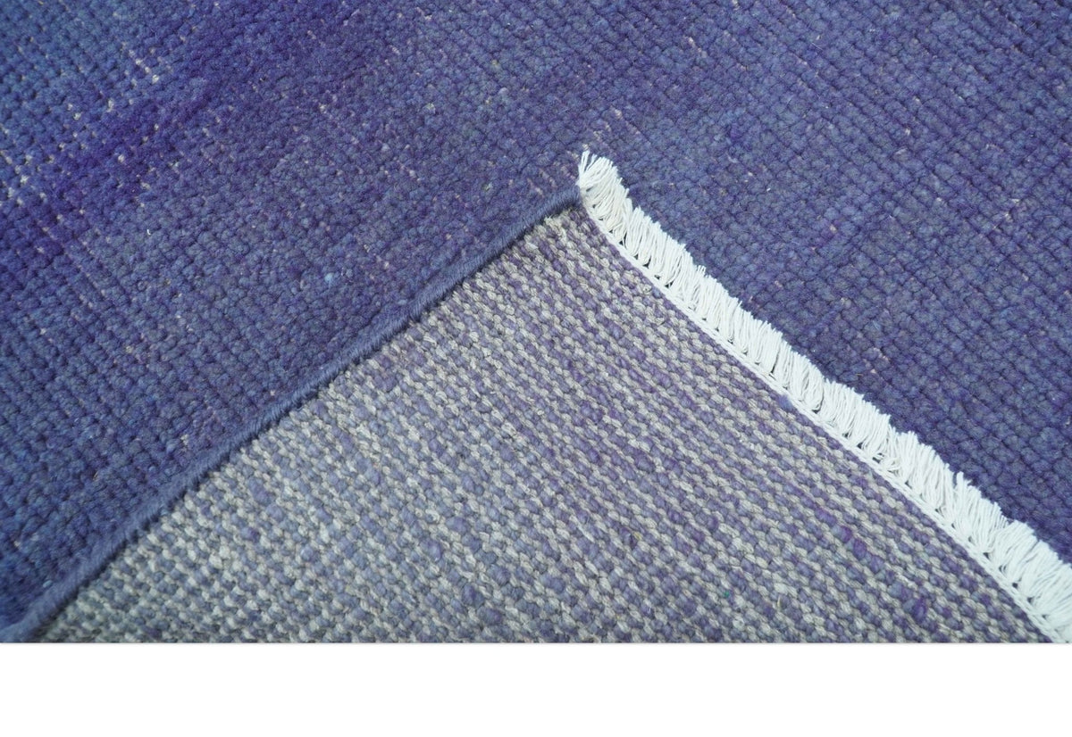 Overdyed Blue Hand-Knotted Wool Area Rug Modern Minimalist Design, photo 4 of 9