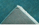 Custom Made Modern Solid Overdyed Blue Hand Knotted Wool Area Rug