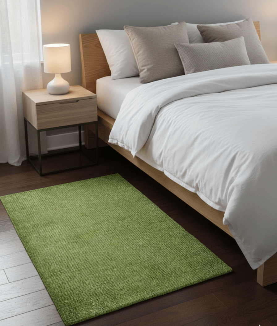 Green Hand Knotted Wool Area Rug - Overdyed Modern Contemporary Statement Design