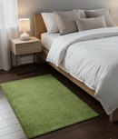 Custom Made Modern Solid Overdyed Green Hand Knotted Wool Area Rug