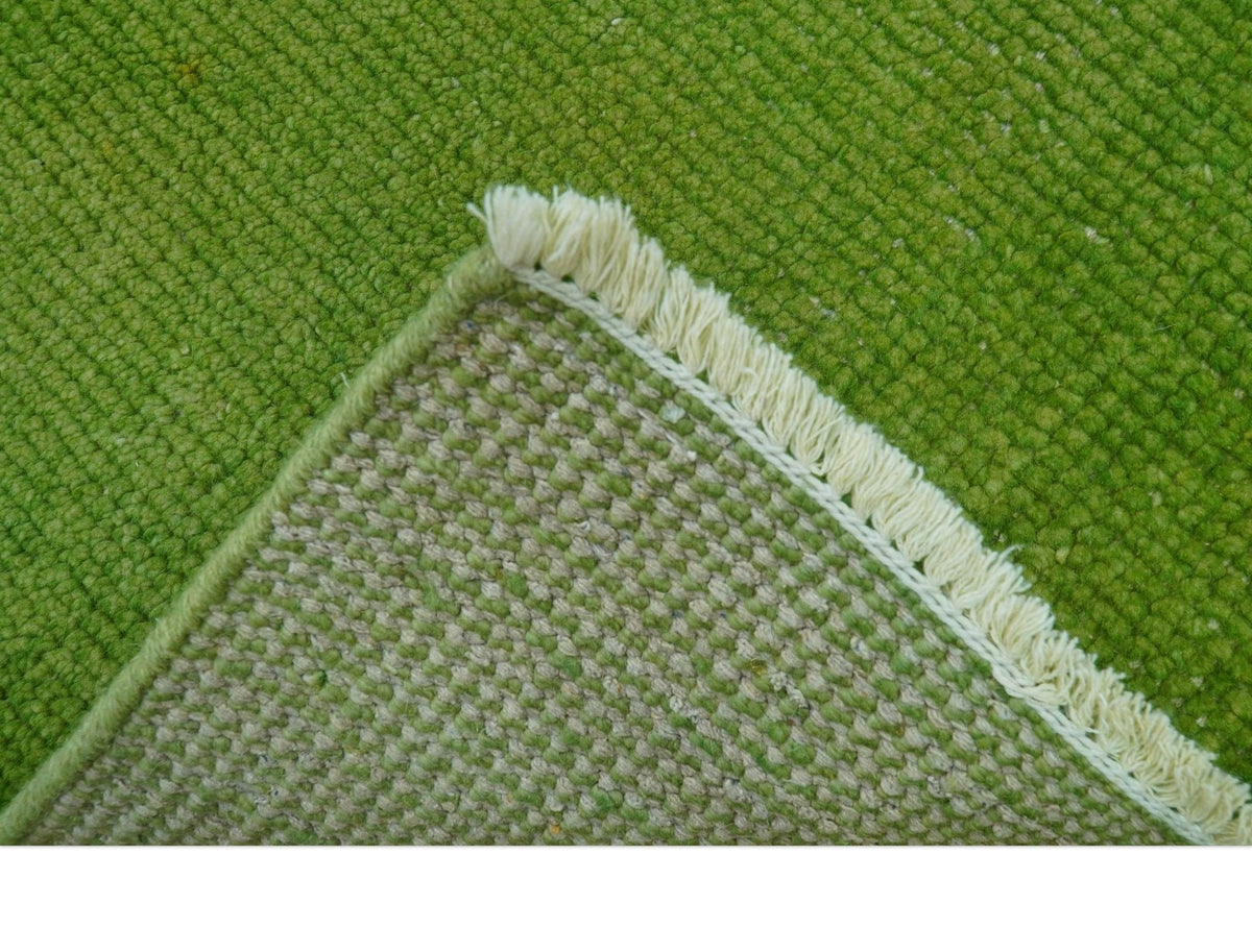 Green Hand Knotted Wool Area Rug - Overdyed Modern Contemporary Statement Design, photo 7 of 9