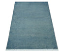 Custom Made Modern Solid Overdyed Light Blue Hand Knotted Wool Area Rug
