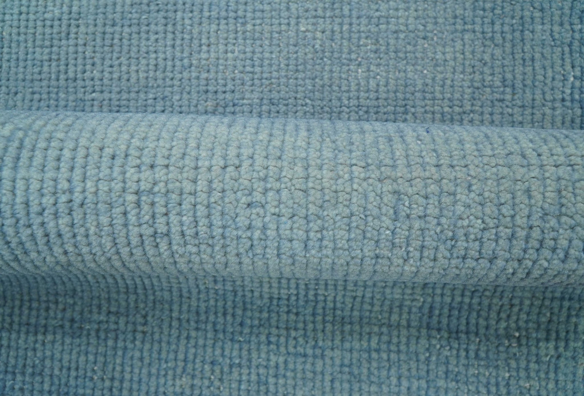 Light Blue Overdyed Hand Knotted Wool Area Rug - Modern Design, photo 3 of 9