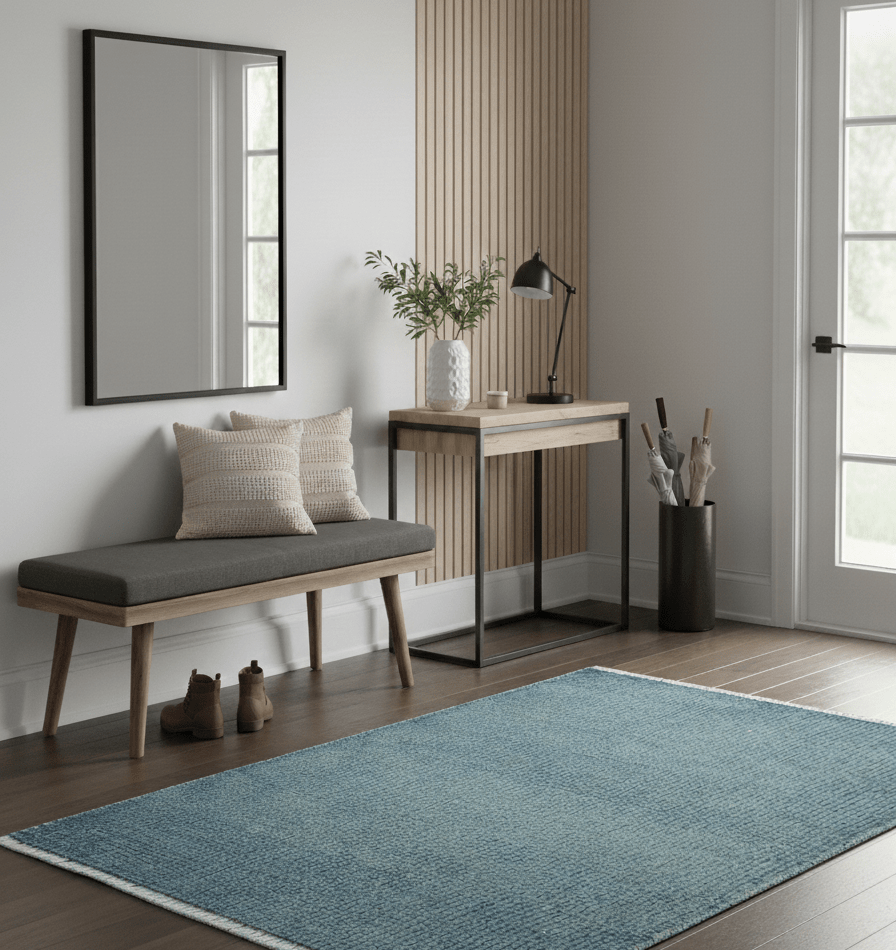 Light Blue Overdyed Hand Knotted Wool Area Rug - Modern Design