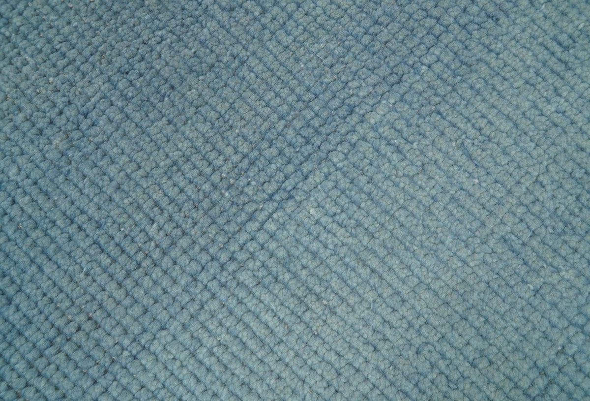Light Blue Overdyed Hand Knotted Wool Area Rug - Modern Design, photo 4 of 9