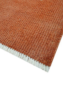 Custom Made Modern Solid Overdyed Rust Hand Knotted Wool Area Rug