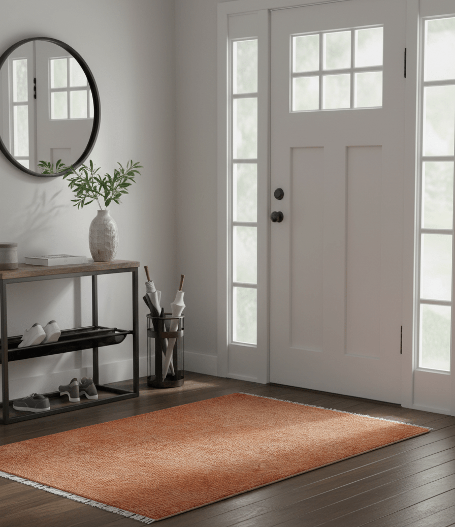 Rust Overdyed Hand Knotted Wool Area Rug - Modern Contemporary