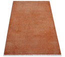 Custom Made Modern Solid Overdyed Rust Hand Knotted Wool Area Rug