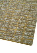 Custom Made Modern Style Hand Tufted Mustard and Brown Wool Rug