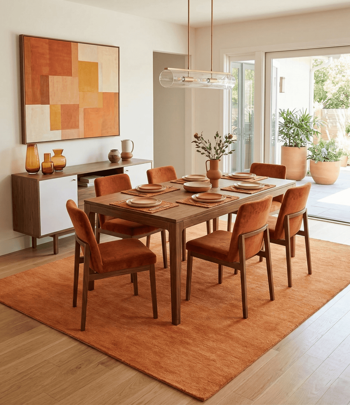 Orange Wool Hand Tufted Contemporary Area Rug - Made to Order, photo 3 of 12