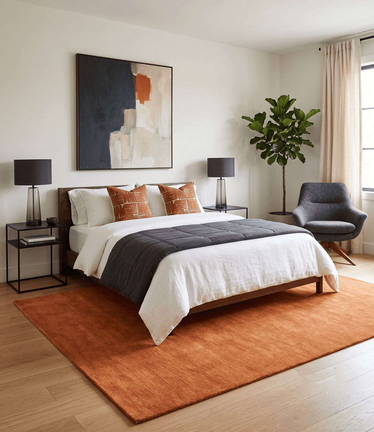 Orange Wool Hand Tufted Contemporary Area Rug - Made to Order, photo 4 of 12