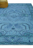 Custom Made Oriental Design Blue Hand Knotted Wool Rug