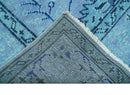 Custom Made Oriental Design Blue Hand Knotted Wool Rug
